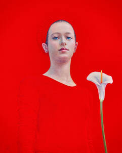 "Under the rain II (Niña con flor)". Salustiano