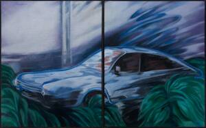 The car at the door (diptych) 2&times;73&times;92 cm. 1987
